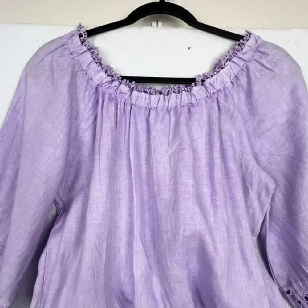 Guess Womens S Mini Dress Lavender Linen Eyelet Embroidered Romantic‎ Fairy